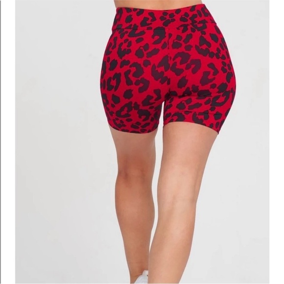 LICI FIT Red Leopard Print High Waist Biker Shorts – Size M - Picture 4 of 12